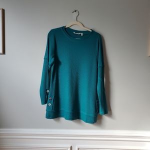 SOFT SURROUNDINGS | Aqua Green Waffle My Time Thermal Top | M